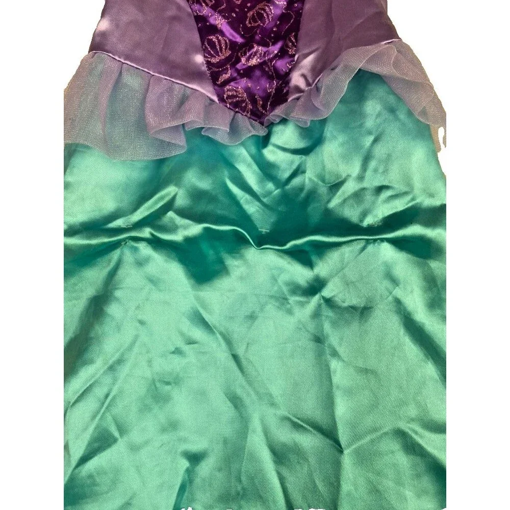 Disney Princess Ariel Little Mermaid Dress Costume w/ Crown & Purse - Size 4-6X - Picture 4 of 16